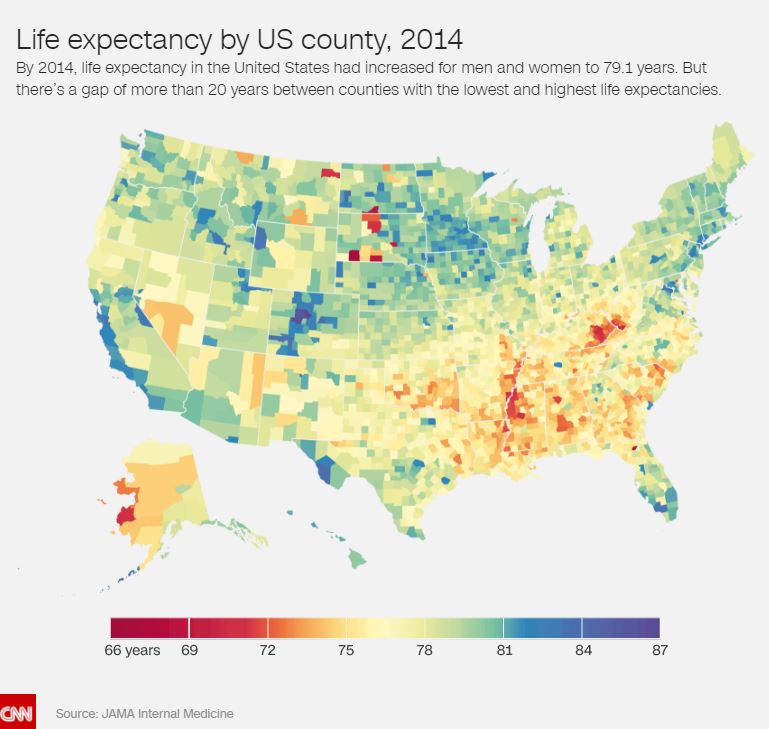 life expectancy by US county